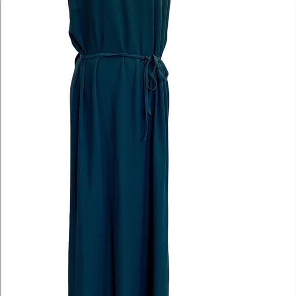 Eileen Fisher dark teal 100% silk two piece dress blouse set Sz M - Picture 6 of 17